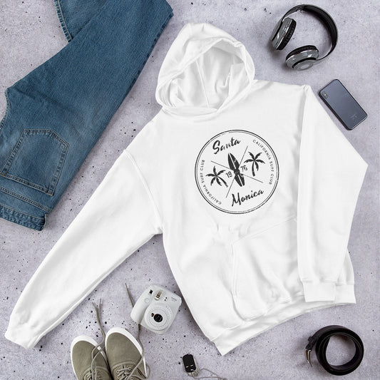 Retro Santa Monica California Surfing Fan Beach Unisex Hoodie Top Sweatshirt