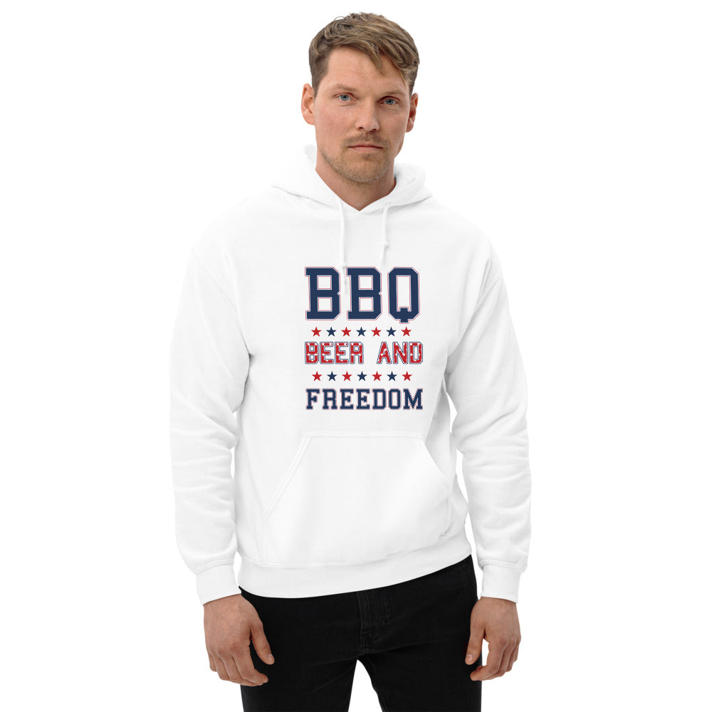 Funny BBQ Beer And Freedom July 4th USA Patriotic Unisex Hoodie Top Sweatshirt