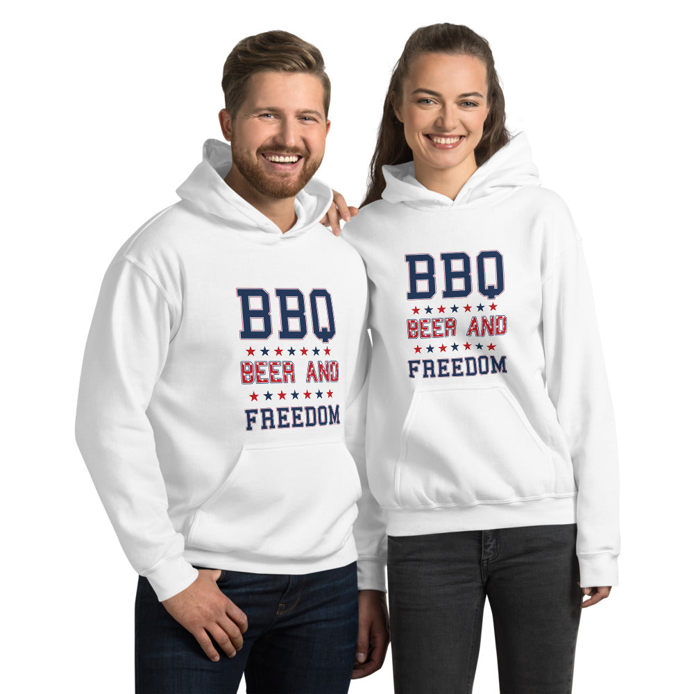 Funny BBQ Beer And Freedom July 4th USA Patriotic Unisex Hoodie Top Sweatshirt