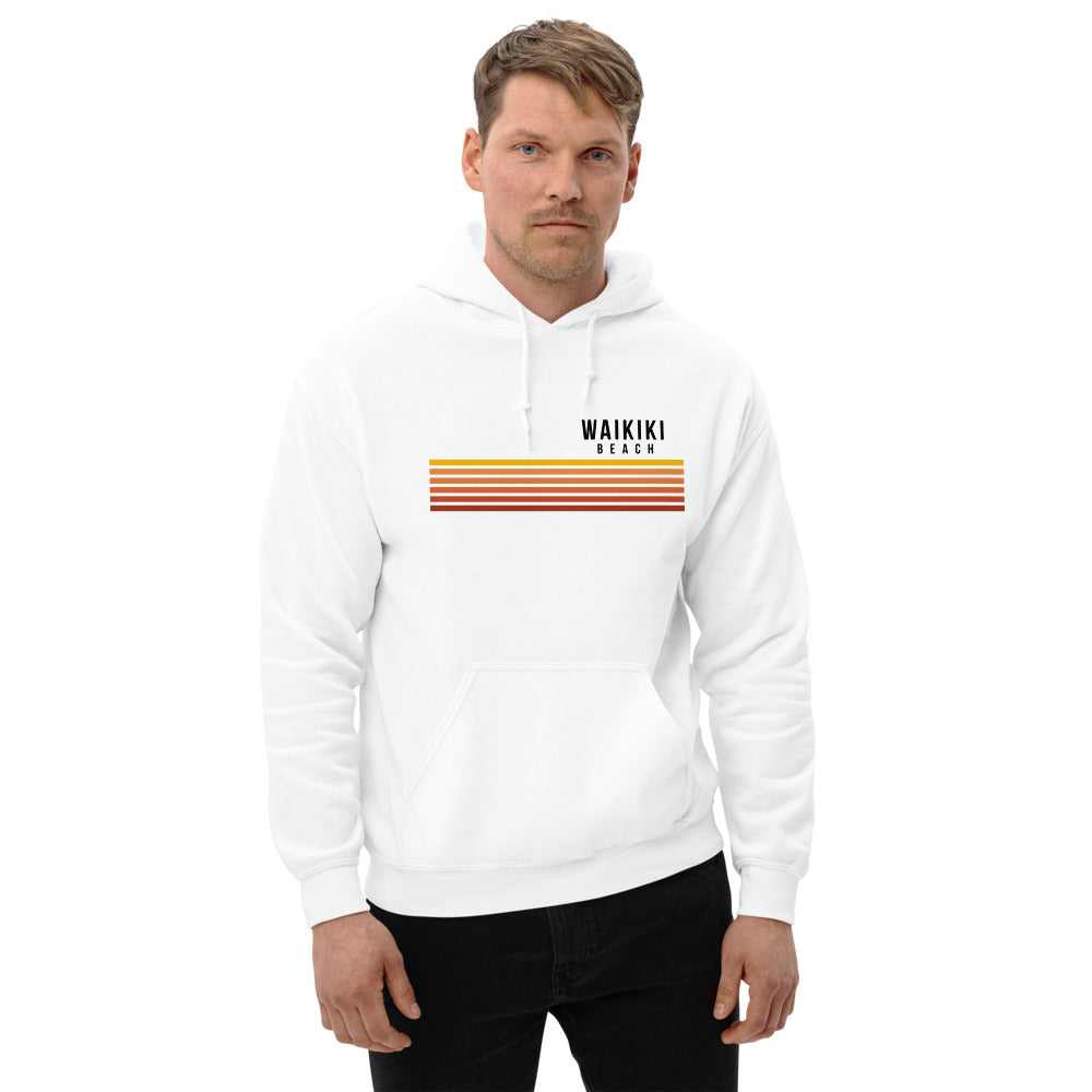 Retro Waikiki Beach Oahu Hawaii Vacation Stripes Unisex Hoodie Top Sweatshirt