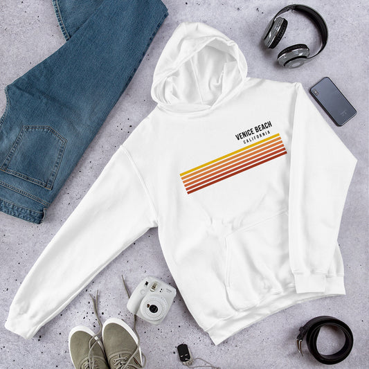 Retro Venice Beach California Vacation Stripes Unisex Hoodie Top Sweatshirt