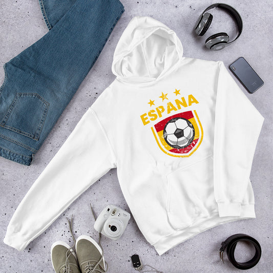 Retro Spain Soccer Team Football Fan Country Espana Spanish Flag Unisex Hoodie Top Sweatshirt