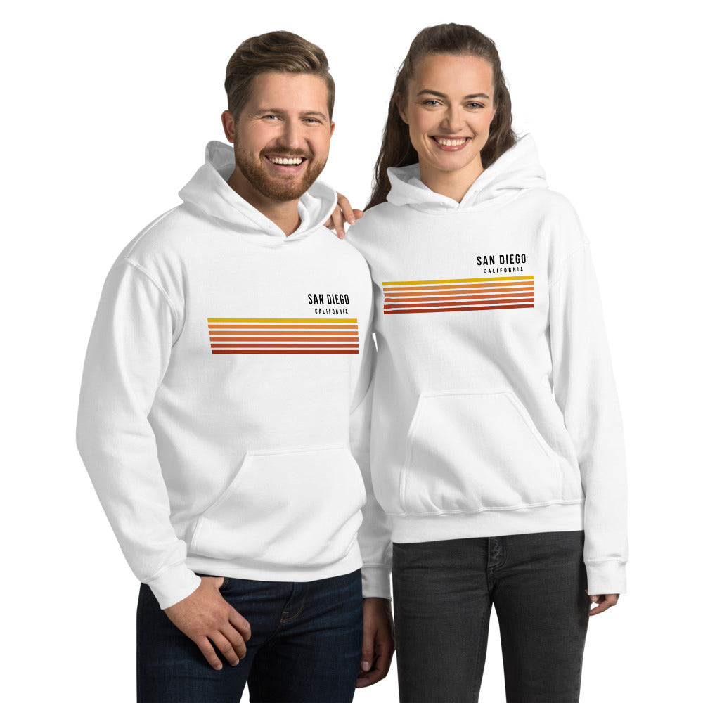 Retro San Diego California Vacation Stripes Unisex Hoodie Top Sweatshirt