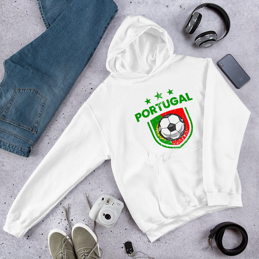 Retro Portugal Soccer Team Football Fan Country Portuguese Flag Unisex Hoodie Top Sweatshirt