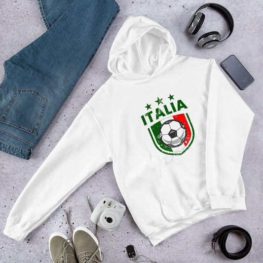 Retro Italy Soccer Team Football Fan Country Italian Italia Flag Unisex Hoodie Top Sweatshirt