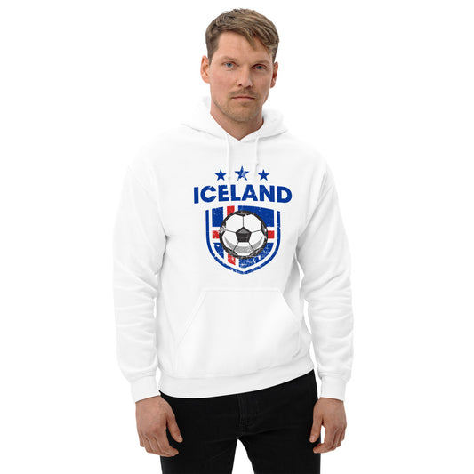 Retro Iceland Soccer Team Football Fan Country Icelandic Flag Unisex Hoodie Top Sweatshirt
