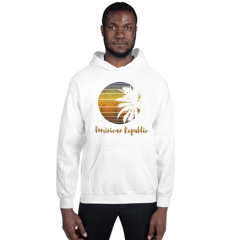 Retro Dominican Republic  Beach Palm Tree Vacation Souvenir Unisex Hoodie Top Sweatshirt