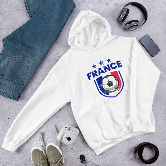 Retro France Soccer Team Football Fan Country French Flag Unisex Hoodie Top Sweatshirt