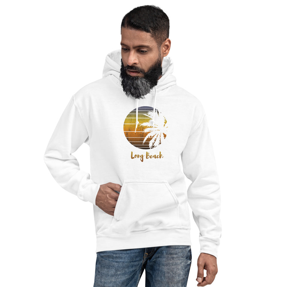 Retro Long Beach California Vacation Souvenir Palm Tree Unisex Hoodie Top Sweatshirt