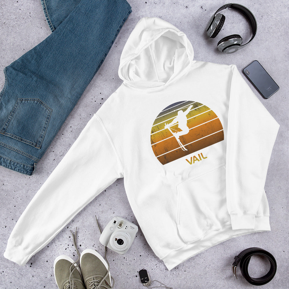 Cool Retro Vail Colorado Skiing Ski Fan Unisex Hoodie Top Sweatshirt