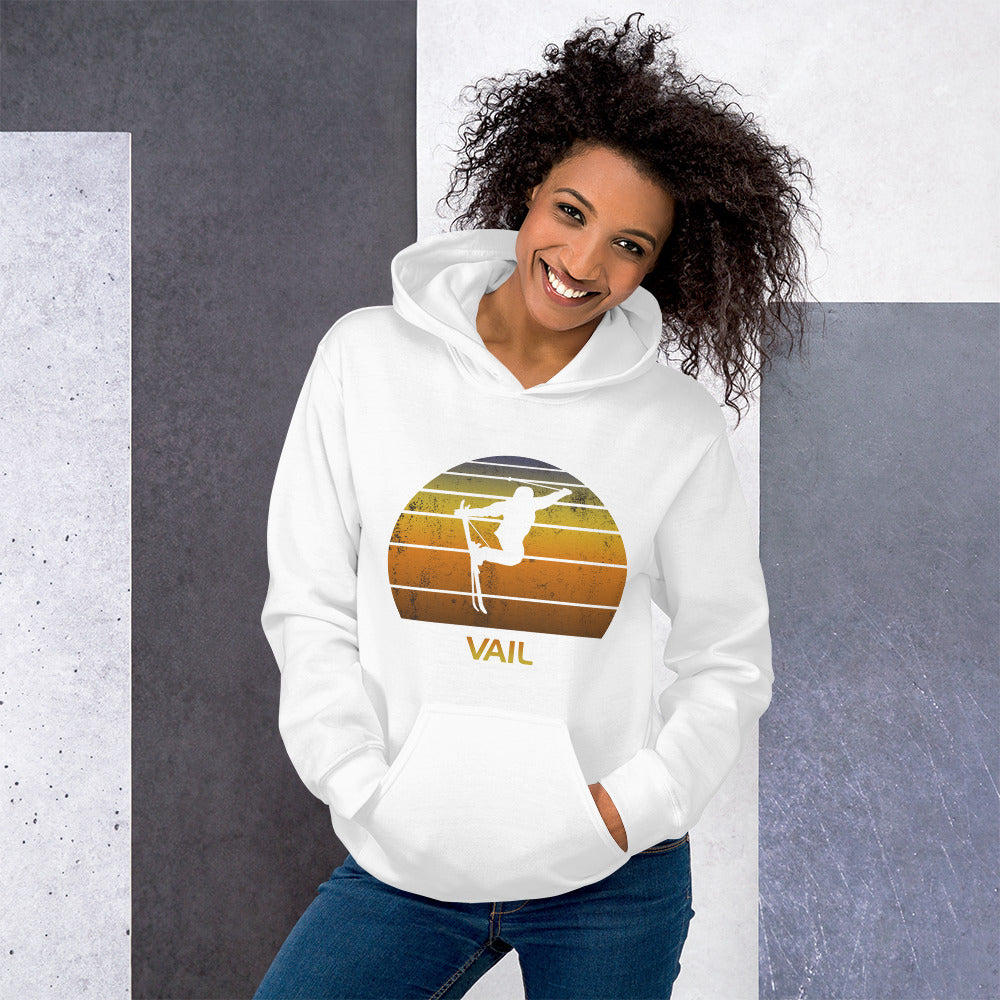 Cool Retro Vail Colorado Skiing Ski Fan Unisex Hoodie Top Sweatshirt