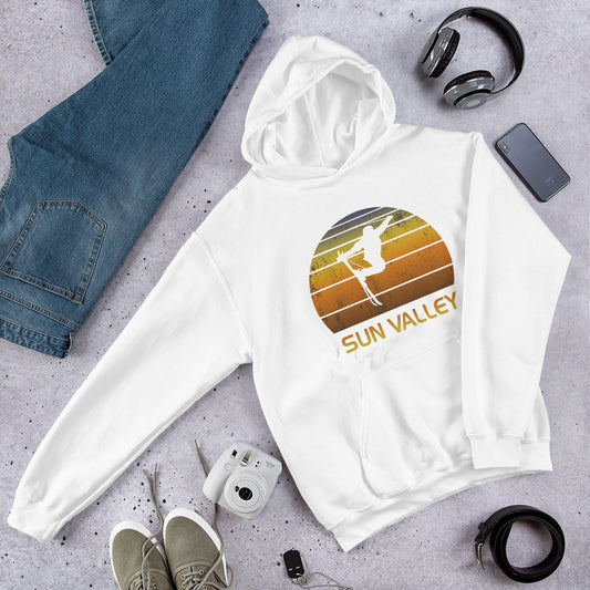 Cool Retro Sun Valley Idaho Skiing Ski Fan Unisex Hoodie Top Sweatshirt