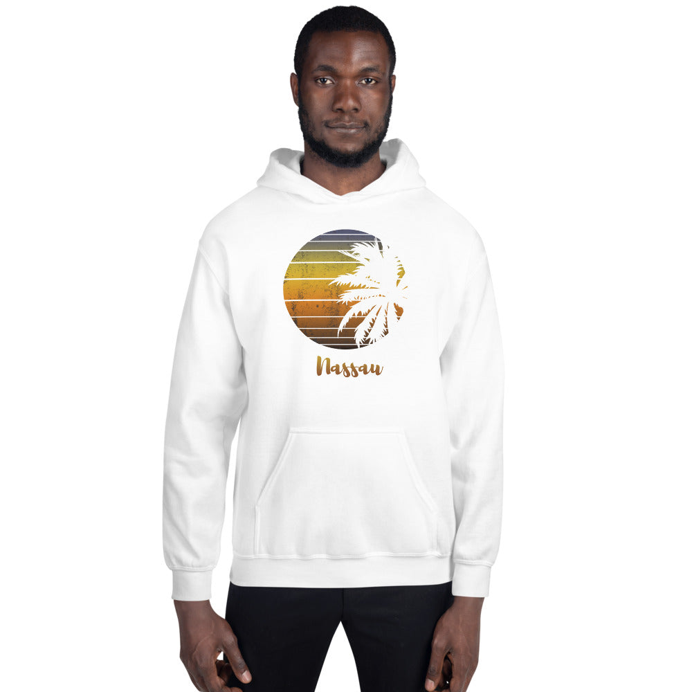 Retro Nassau Bahamas  Beach Palm Tree Vacation Souvenir Unisex Hoodie Top Sweatshirt