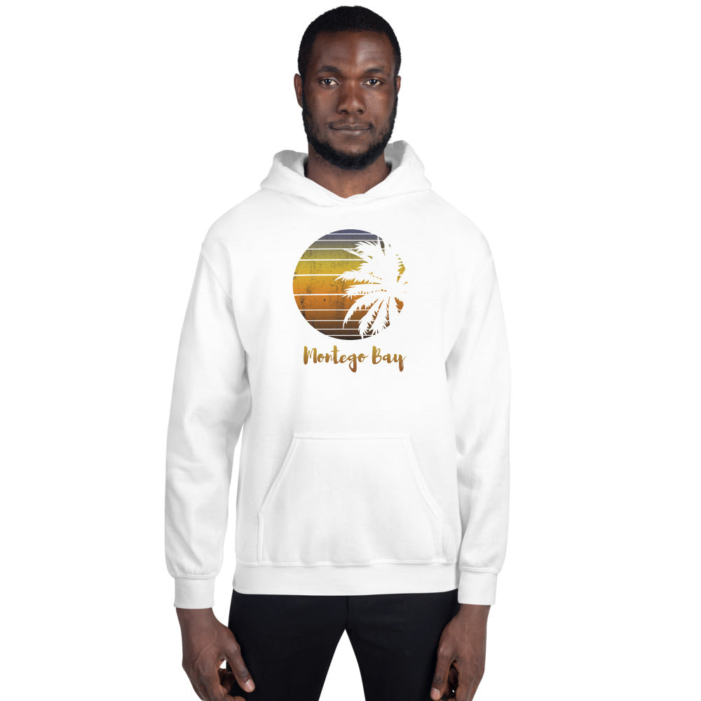 Retro Montego Bay Jamaica  Beach Palm Tree Vacation Souvenir Unisex Hoodie Top Sweatshirt