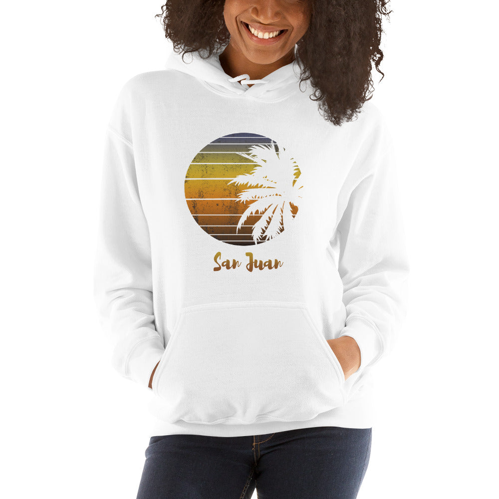 Retro San Juan Puerto Rico  Beach Palm Tree Vacation Souvenir Unisex Hoodie Top Sweatshirt