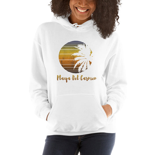 Retro Playa Del Carmen Mexico Beach Family Vacation Souvenir Palm Tree Unisex Hoodie Top Sweatshirt