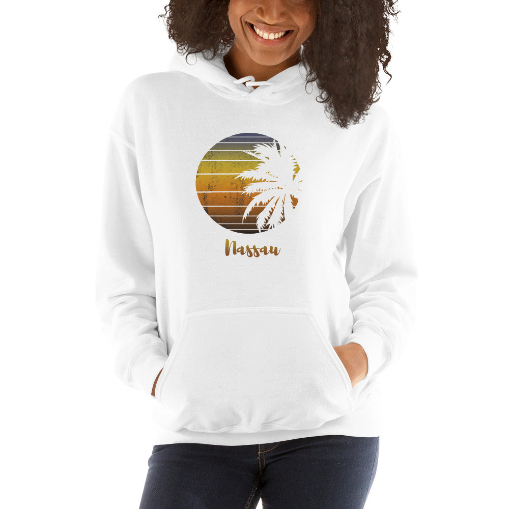 Retro Nassau Bahamas  Beach Palm Tree Vacation Souvenir Unisex Hoodie Top Sweatshirt