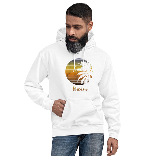 Retro Havana Cuba Beach Palm Tree  Vacation Souvenir Unisex Hoodie Top Sweatshirt