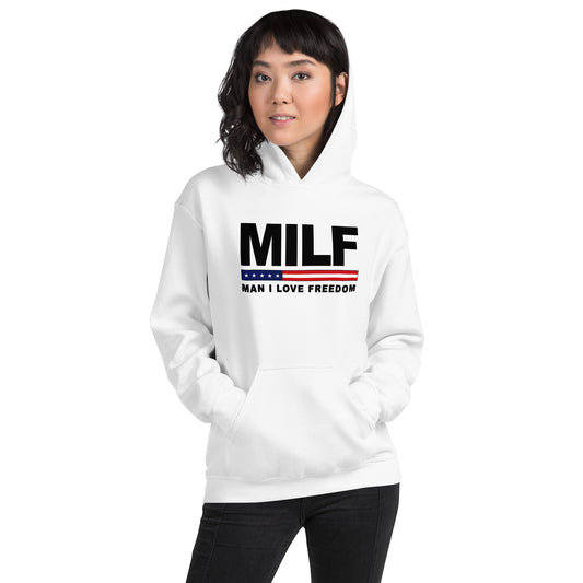 Funny MILF Military Service 4th Of July USA Flag Freedom Joke Unisex Hoodie Top Sweatshirt