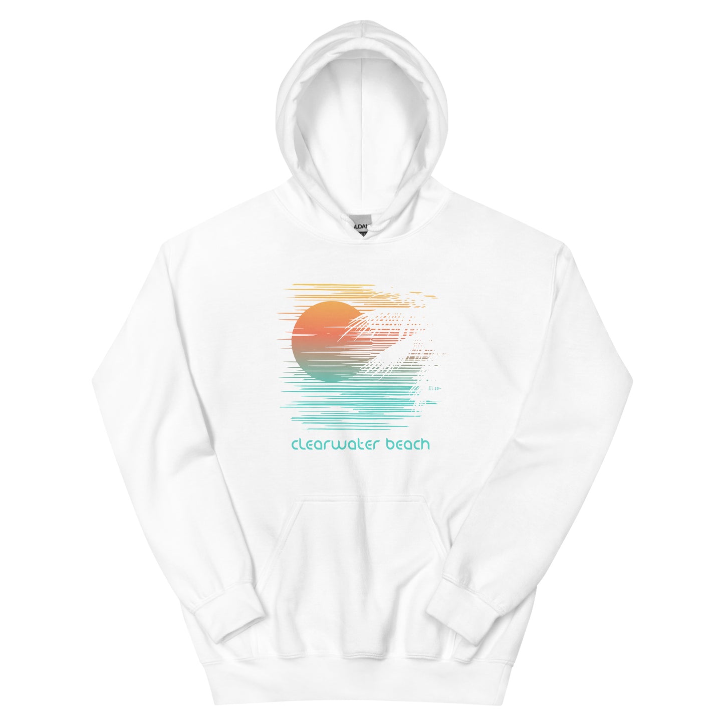 Artistic Clearwater Beach Florida Palm Tree Vacation Souvenir Unisex Hoodie Top Sweatshirt