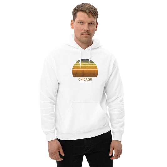 Retro Chicago Sunset Vacation Souvenir Vintage Sunrise Unisex Hoodie Top Sweatshirt
