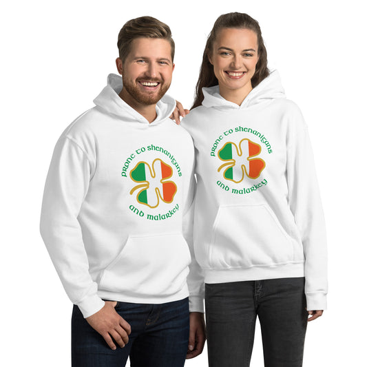 Funny Prone To Shenanigans & Malarkey Irish Flag St. Patrick's Day Unisex Hoodie Top Sweatshirt