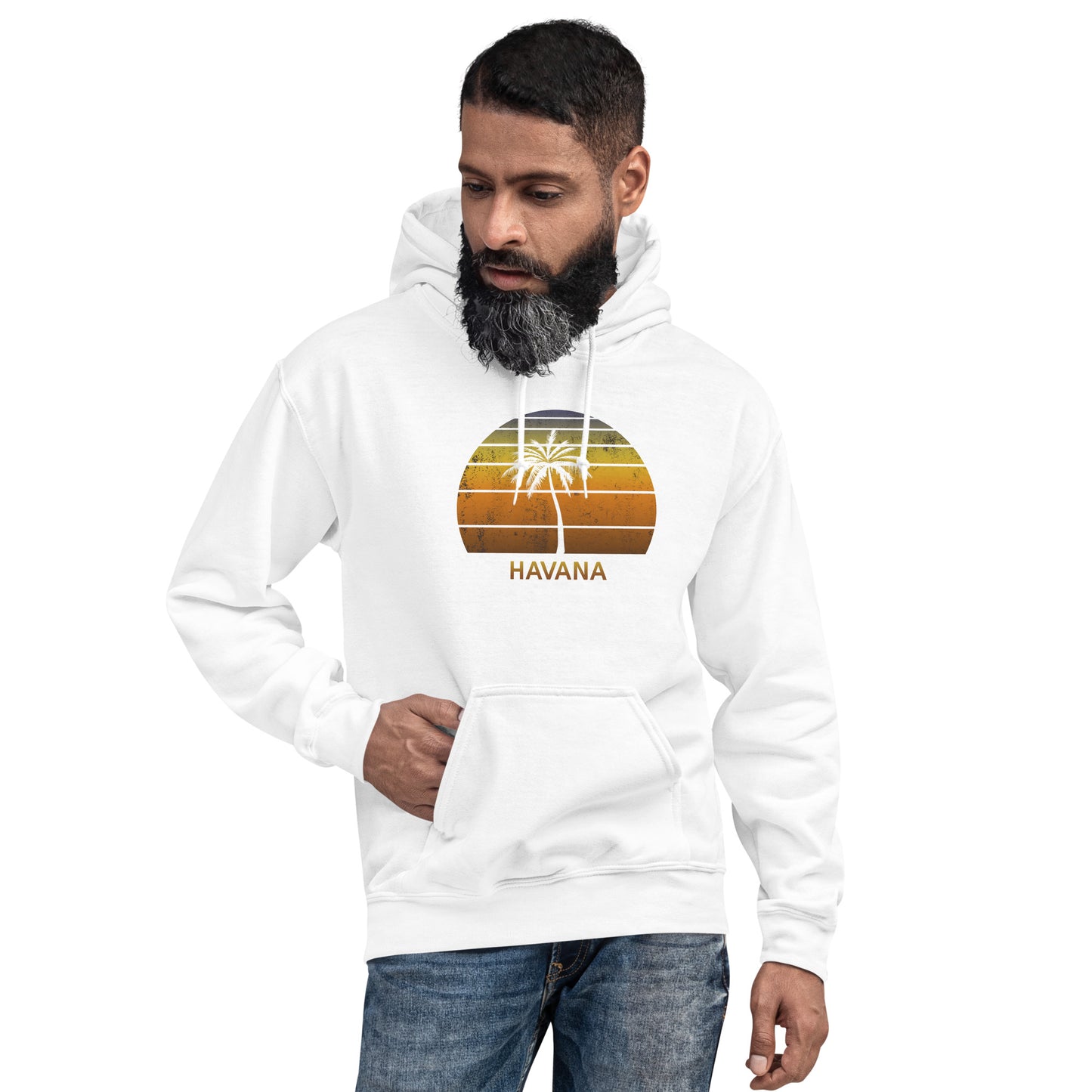 Retro Havana Cuba Vintage Sunset Beach Vacation Souvenir  Unisex Hoodie Top Sweatshirt