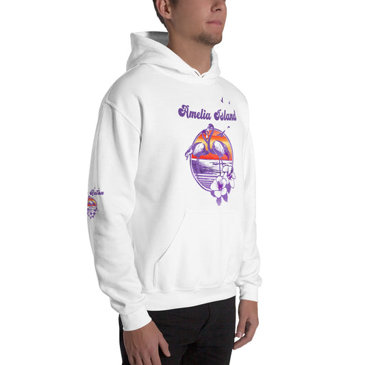 Retro Boynton Beach Florida Flamingo Hibiscus Unisex Hoodie Top Sweatshirt