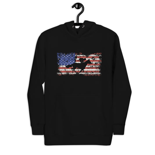 Horse Racing Fan USA Flag Patriotic Race Track Lover Unisex Hoodie Top Sweatshirt