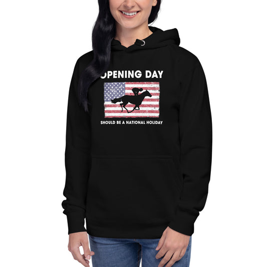 Opening Day Horse Racing Track Derby Fan USA Flag Unisex Hoodie Top Sweatshirt