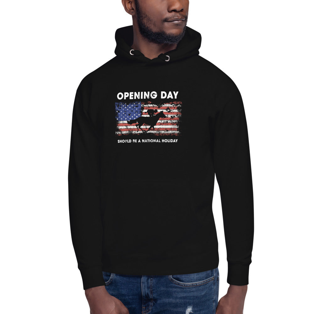 Opening Day Horse Racing Track Race Derby Fan USA Flag Unisex Hoodie Top Sweatshirt