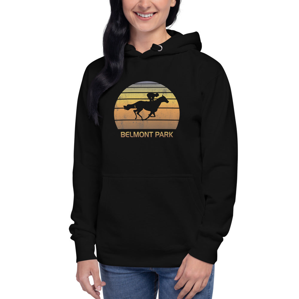 Retro Belmont Horse Racing Track Derby Fan Unisex Hoodie Top Sweatshirt