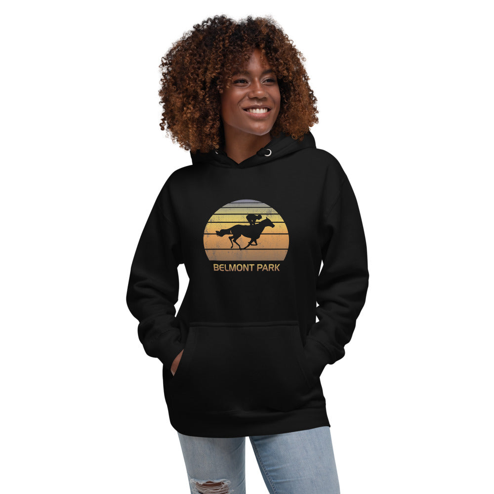 Retro Belmont Horse Racing Track Derby Fan Unisex Hoodie Top Sweatshirt