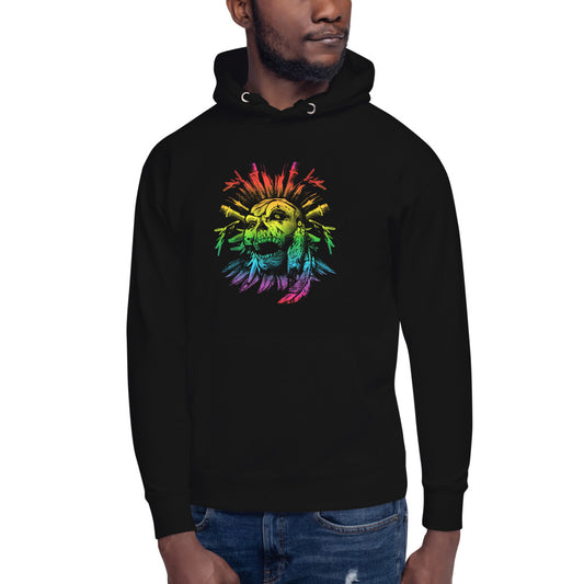 Cool Gay Pride Flag LGBTQ Skull Artistic Unisex Hoodie Top Sweatshirt