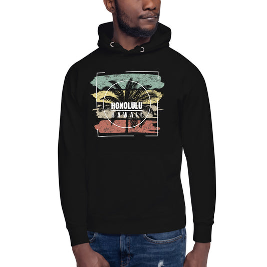 Cool Honolulu Oahu Hawaii Beach Palm Tree Vacation Souvenir Unisex Hoodie Top Sweatshirt