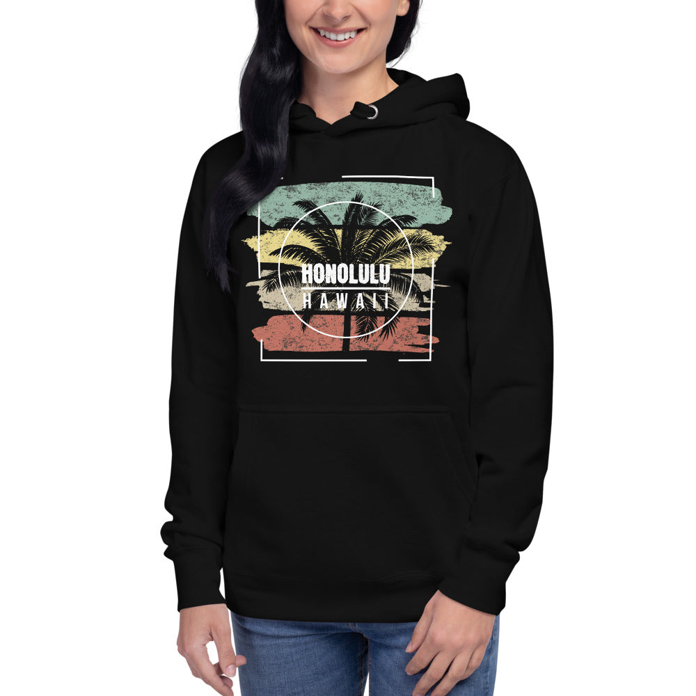 Cool Honolulu Oahu Hawaii Beach Palm Tree Vacation Souvenir Unisex Hoodie Top Sweatshirt