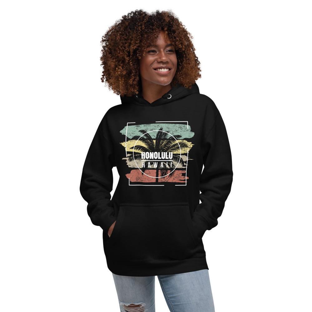 Cool Honolulu Oahu Hawaii Beach Palm Tree Vacation Souvenir Unisex Hoodie Top Sweatshirt