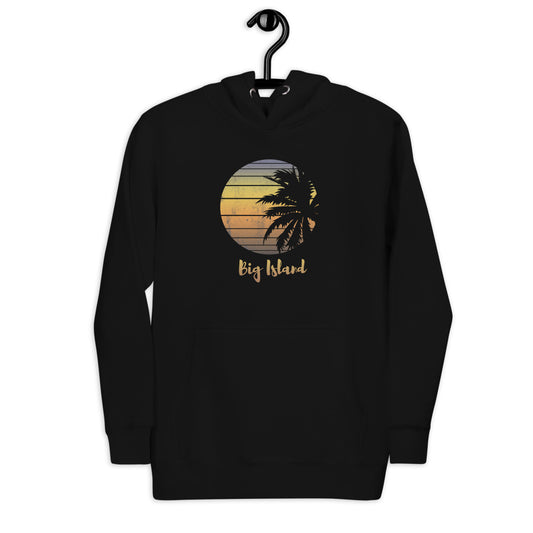 Retro Big Island Hawaii Beach Palm Tree Vacation Souvenir Unisex Hoodie Top Sweatshirt