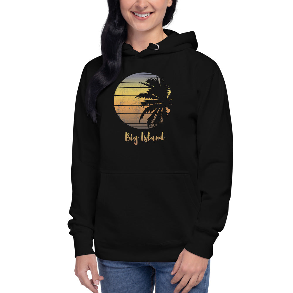 Retro Big Island Hawaii Beach Palm Tree Vacation Souvenir Unisex Hoodie Top Sweatshirt