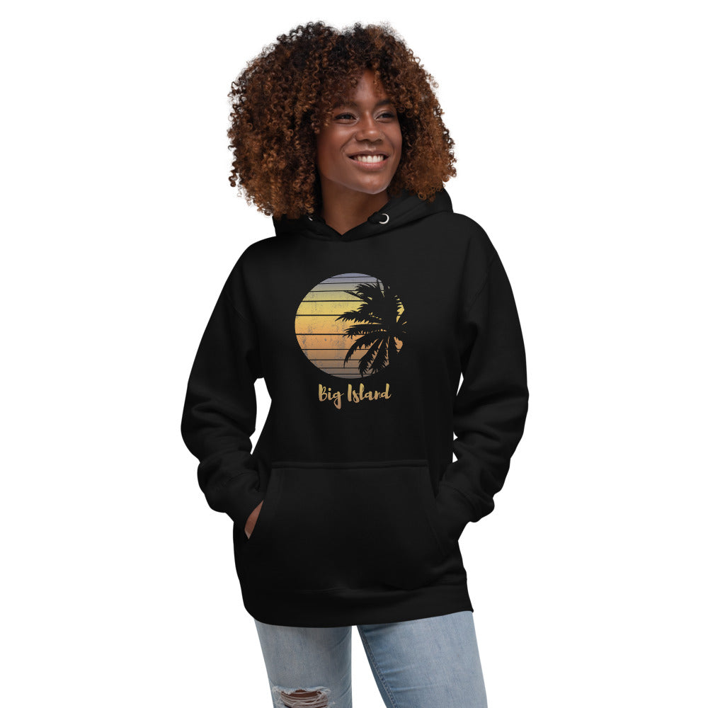 Retro Big Island Hawaii Beach Palm Tree Vacation Souvenir Unisex Hoodie Top Sweatshirt