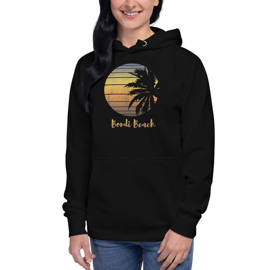 Retro Bondi Beach Australia Palm Tree Vacation Souvenir Unisex Hoodie Top Sweatshirt