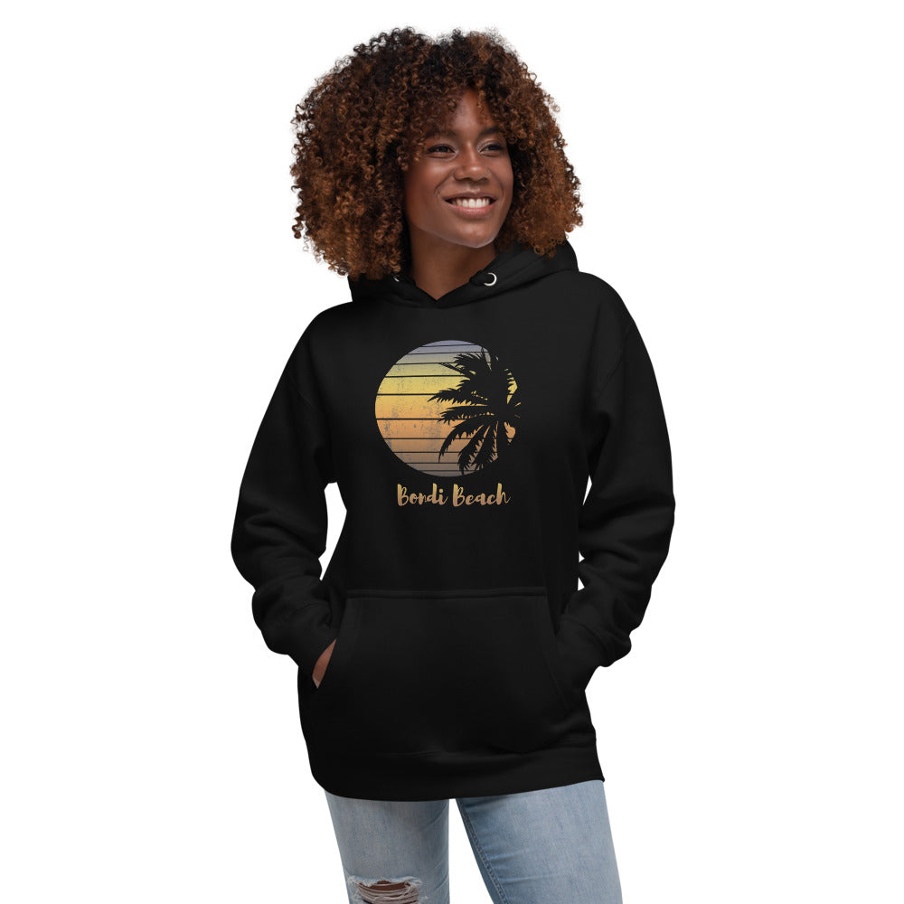 Retro Bondi Beach Australia Palm Tree Vacation Souvenir Unisex Hoodie Top Sweatshirt