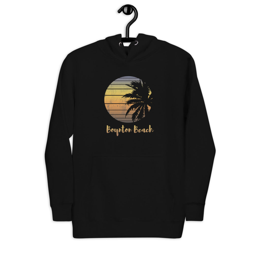 Retro Boynton Beach Florida Palm Tree Vacation Souvenir Unisex Hoodie Top Sweatshirt