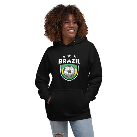 Retro Brazil Soccer Team Football Fan Country Brasil Brazilian Flag Unisex Hoodie Top Sweatshirt