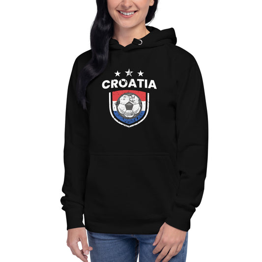 Retro Croatia Soccer Team Football Fan Country Croatian Flag Unisex Hoodie Top Sweatshirt
