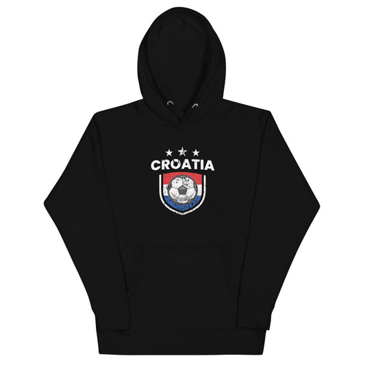 Retro Croatia Soccer Team Football Fan Country Croatian Flag Unisex Hoodie Top Sweatshirt
