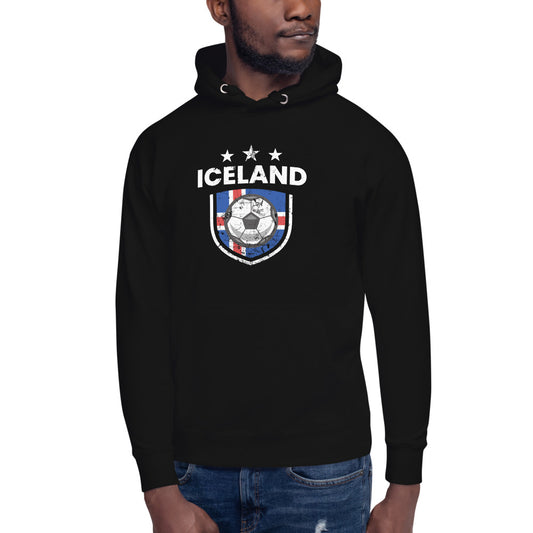 Retro Iceland Soccer Team Football Fan Country Icelandic Flag Unisex Hoodie Top Sweatshirt