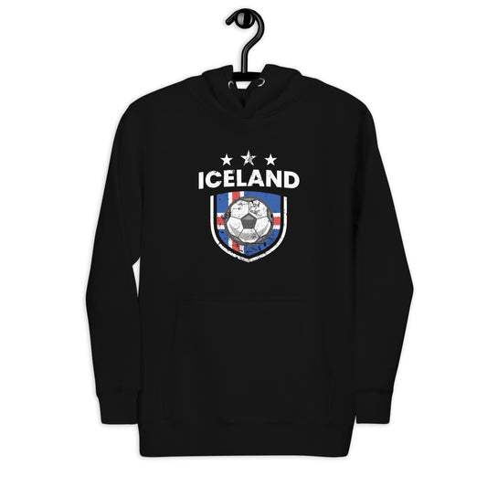 Retro Iceland Soccer Team Football Fan Country Icelandic Flag Unisex Hoodie Top Sweatshirt