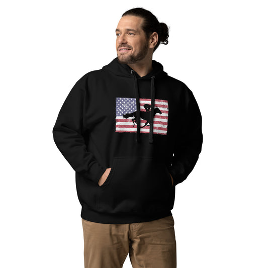 Horse Racing Fan USA Flag Race Track Lover Patriotic Unisex Hoodie Top Sweatshirt