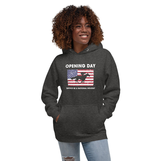 Opening Day Horse Racing Track Derby Fan USA Flag Unisex Hoodie Top Sweatshirt